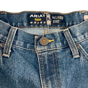Ariat Rebar M4 Relaxed Bootcut Mens Blue Jeans 33 x 34 Western Cowboy Tall